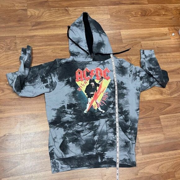 AC/DC Mens Grey Black High Voltage Graphic Draw String Hoodie Sweatshirt Small - Picture 5 of 10
